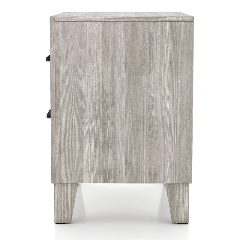Bowery Hill 2-Drawer Wood Nightstand in Washed White Finish
