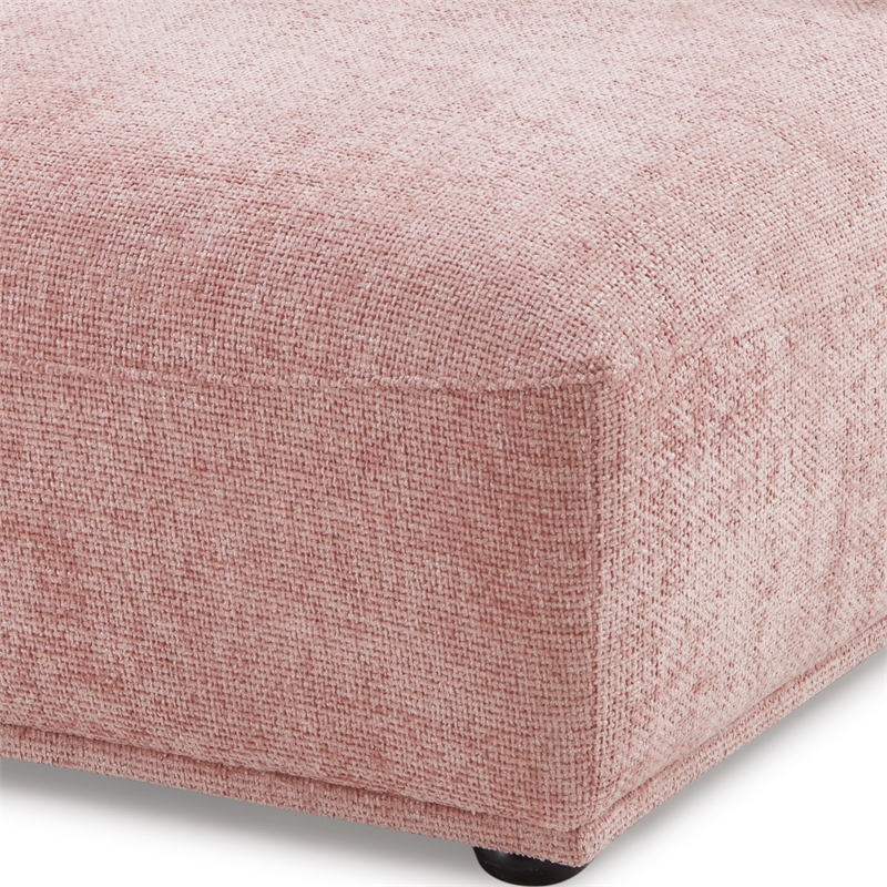 Bowery Hill Trapezoid Ottoman in Pink Chenille and Birch Wood