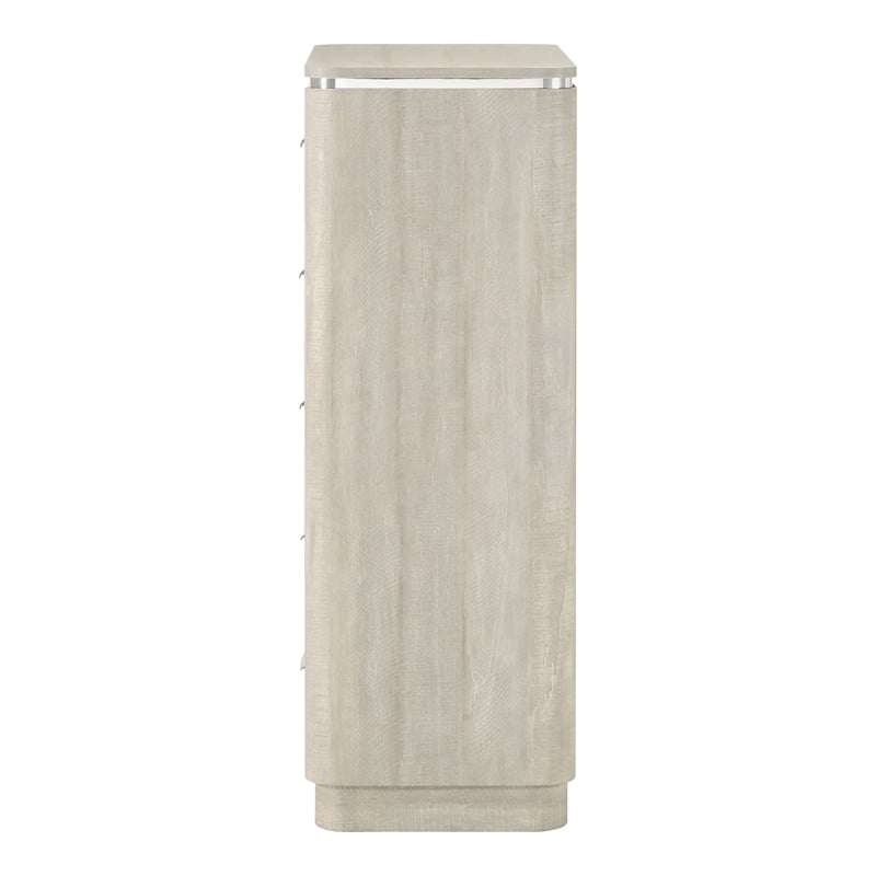 Bowery Hill Modern Solid Rubberwood 5-Drawer Chest in Dusty Gray