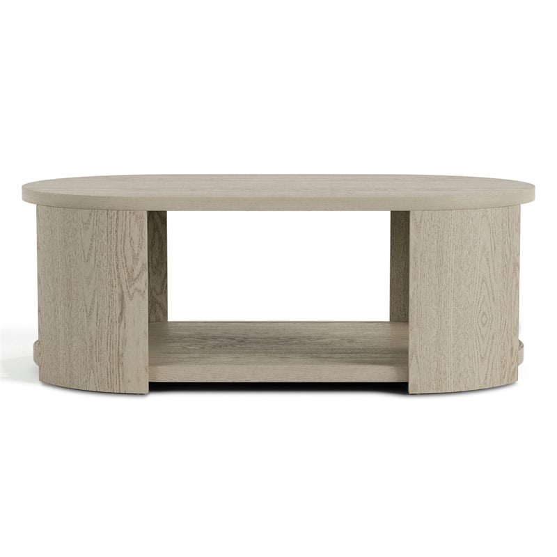 Bowery Hill Wood Oval 1-Shelf Cocktail Table in Oak Finish