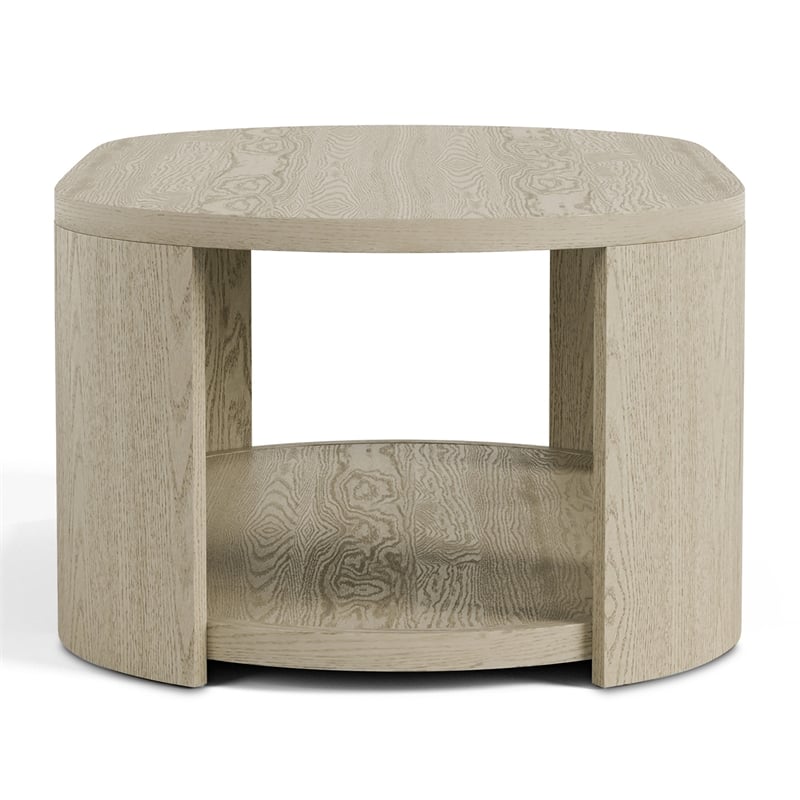 Bowery Hill Wood Oval 1-Shelf Cocktail Table in Oak Finish