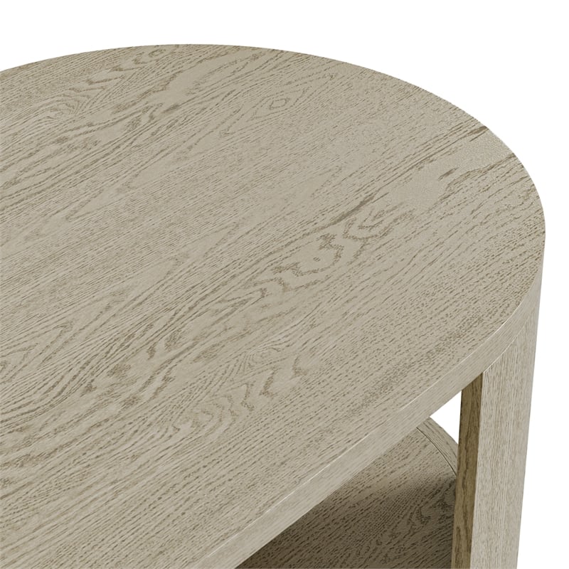 Bowery Hill Wood Oval 1-Shelf Cocktail Table in Oak Finish