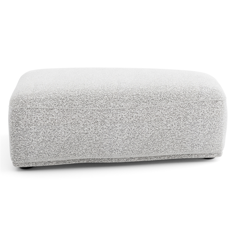 Bowery Hill Boucle Fabric Tapered Trapezoid Ottoman in Light Gray