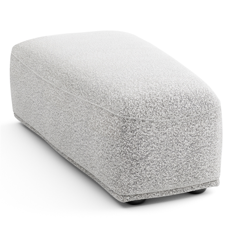 Bowery Hill Boucle Fabric Tapered Trapezoid Ottoman in Light Gray