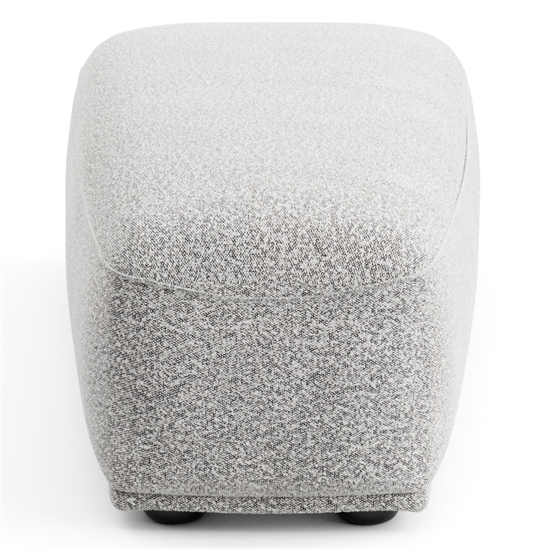 Bowery Hill Boucle Fabric Tapered Trapezoid Ottoman in Light Gray