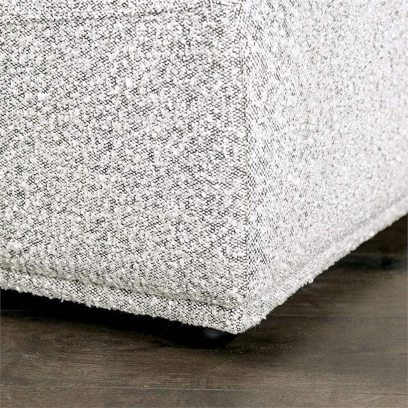Bowery Hill Boucle Fabric Tapered Trapezoid Ottoman in Light Gray