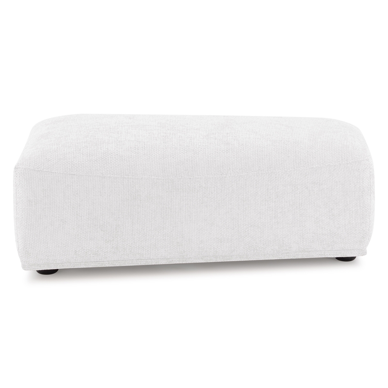 Bowery Hill Chenille Fabric Tapered Trapezoid Ottoman in White