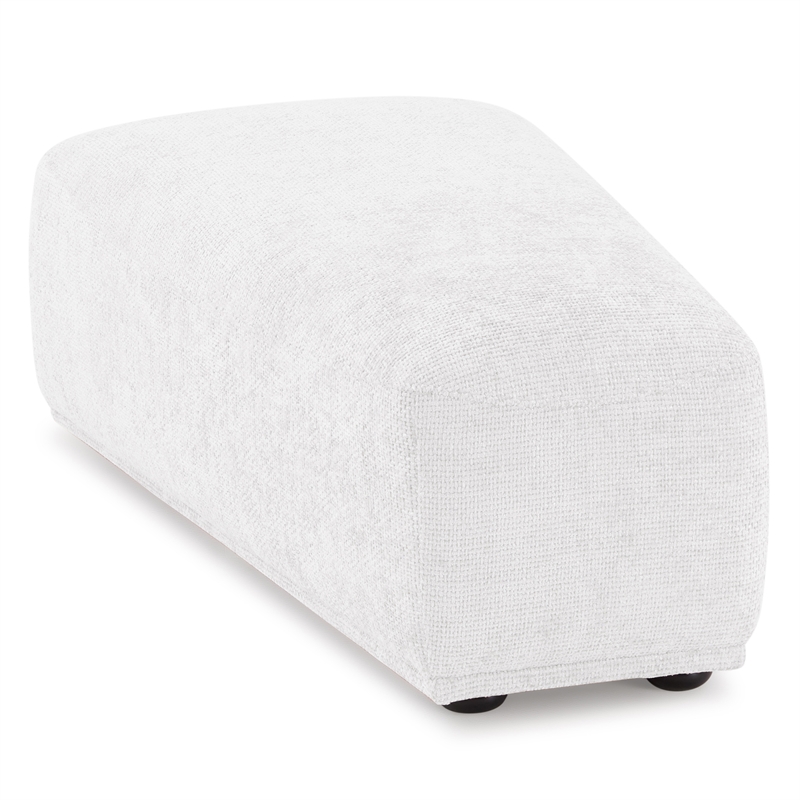 Bowery Hill Chenille Fabric Tapered Trapezoid Ottoman in White