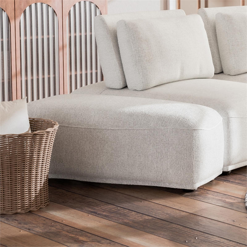 Bowery Hill Chenille Fabric Tapered Trapezoid Ottoman in White
