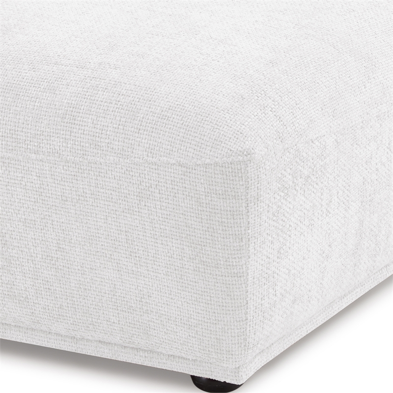 Bowery Hill Chenille Fabric Tapered Trapezoid Ottoman in White