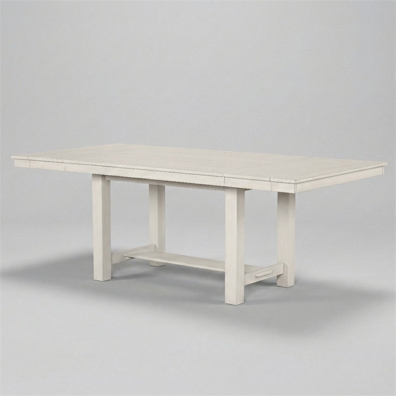 Bowery Hill Extendable Rubberwood Dining Table in Rustic White Oak