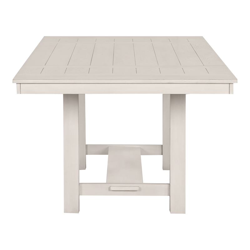Bowery Hill Extendable Rubberwood Dining Table in Rustic White Oak