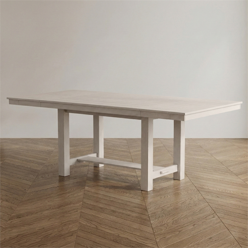 Bowery Hill Extendable Rubberwood Dining Table in Rustic White Oak
