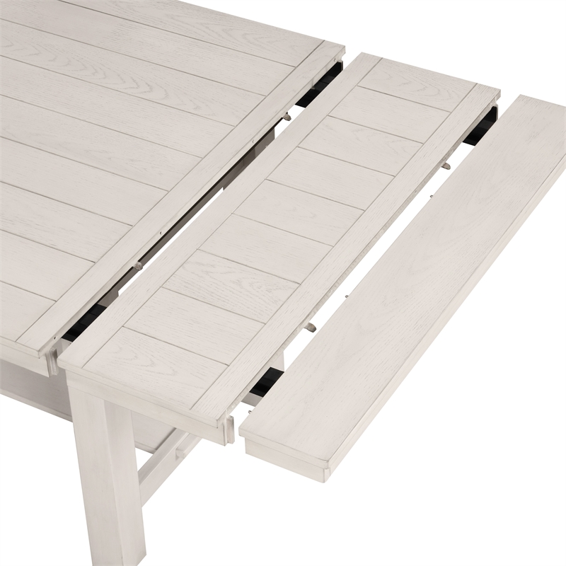 Bowery Hill Extendable Rubberwood Dining Table in Rustic White Oak
