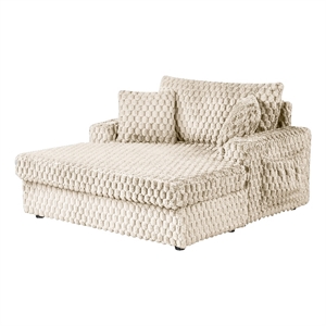 Bowery Hill Modern 2-Arm Taupe Oversized Chaise with Storage Pocket