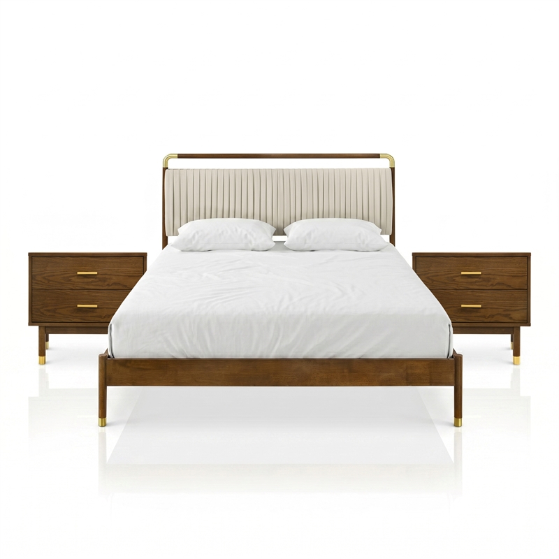 Bowery Hill Solid Wood Full 3-Piece Bedroom Set in Walnut