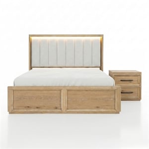 Bowery Hill Solid Wood King 2-Piece Bedroom Set in Natural