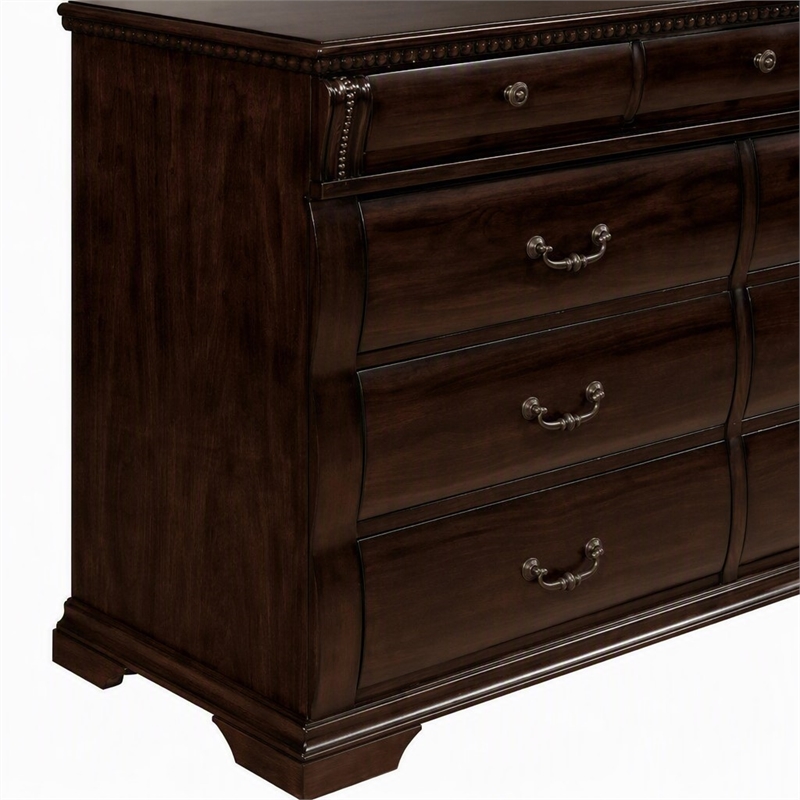 Bowery Hill Transitional 9-Drawer Dresser in Cherry Finish