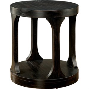 Bowery Hill Solid Wood Open Shelf End Table in Antique Black