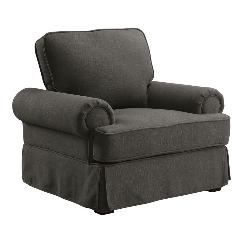 Bowery Hill Fabric Upholstered Accent Chair in Gray with Rolled Arms