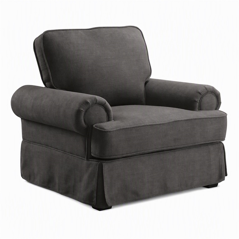 Bowery Hill Fabric Upholstered Accent Chair in Gray with Rolled Arms