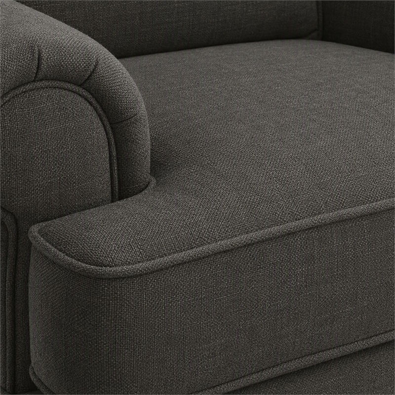 Bowery Hill Fabric Upholstered Accent Chair in Gray with Rolled Arms