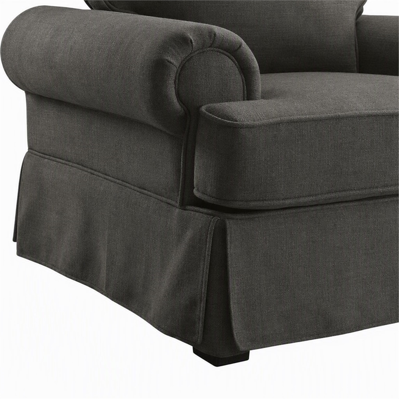 Bowery Hill Fabric Upholstered Accent Chair in Gray with Rolled Arms