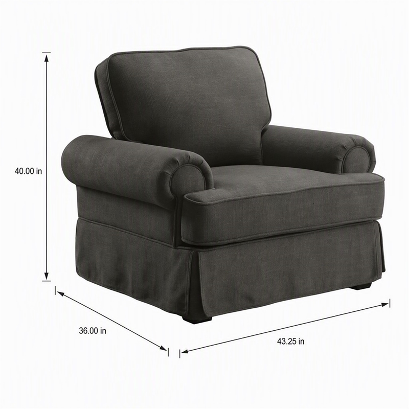 Bowery Hill Fabric Upholstered Accent Chair in Gray with Rolled Arms