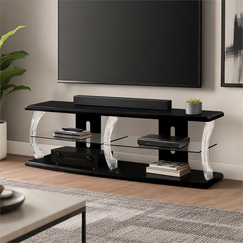 Bowery Hill 60-Inch Contemporary TV Stand in Black