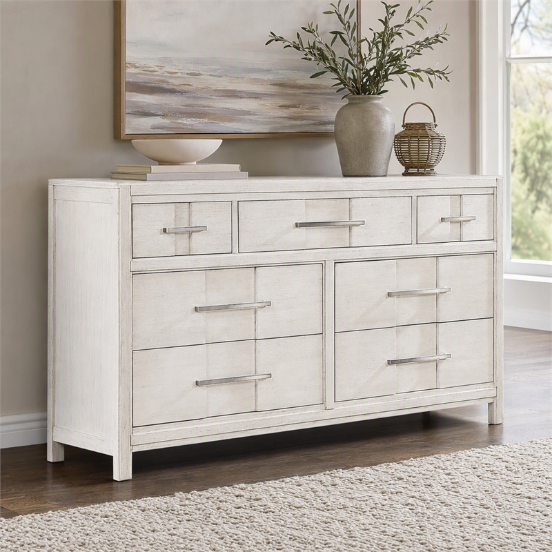 Bowery Hill 7-Drawer Wood Dresser in White Finish