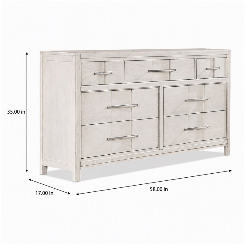 Bowery Hill 7-Drawer Wood Dresser in White Finish