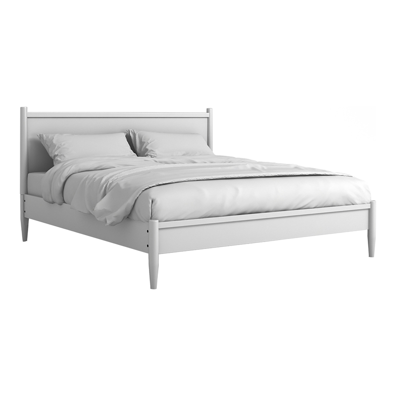 Bowery Hill Solid Wood Queen Platform Bed in White