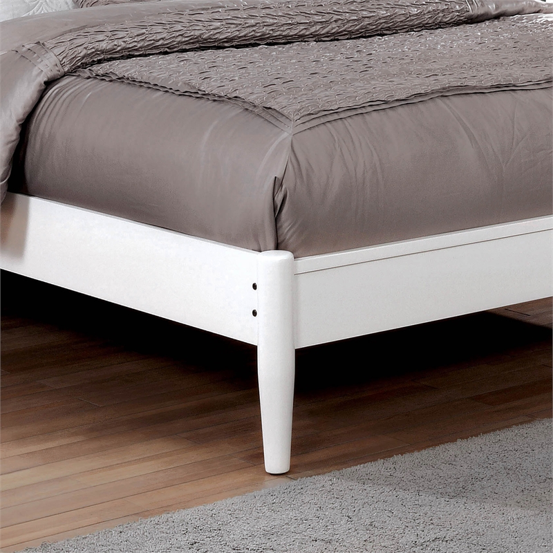 Bowery Hill Solid Wood Queen Platform Bed in White