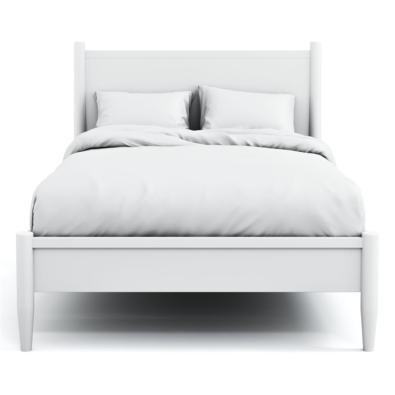 Bowery Hill Solid Wood Queen Platform Bed in White