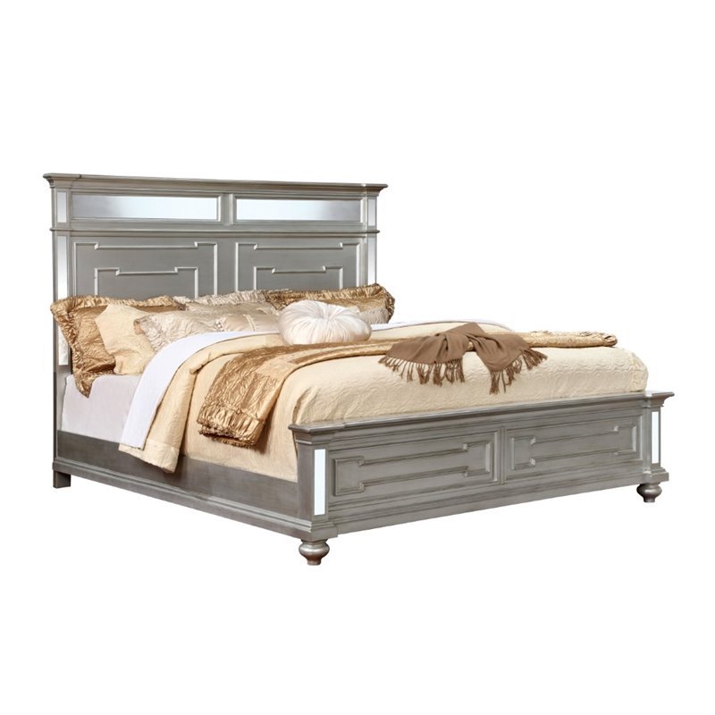 Bowery Hill Transitional California King Bed in Silver