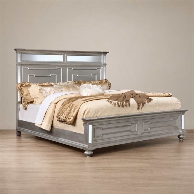 Bowery Hill Transitional California King Bed in Silver