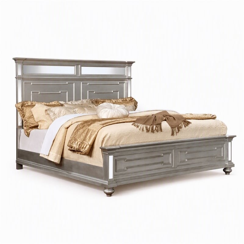 Bowery Hill Transitional California King Bed in Silver