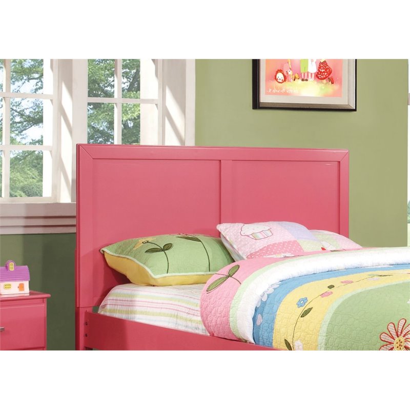 Bowery Hill Wooden Full/Queen Panel Headboard in Raspberry Pink Finish