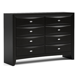 Bowery Hill Black Solid Wood 8-Drawer Dresser with Nickel Hardware