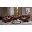 Bowery Hill Transitional Leather Reclining Sectional in Brown