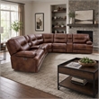 Bowery Hill Transitional Leather Reclining Sectional in Brown