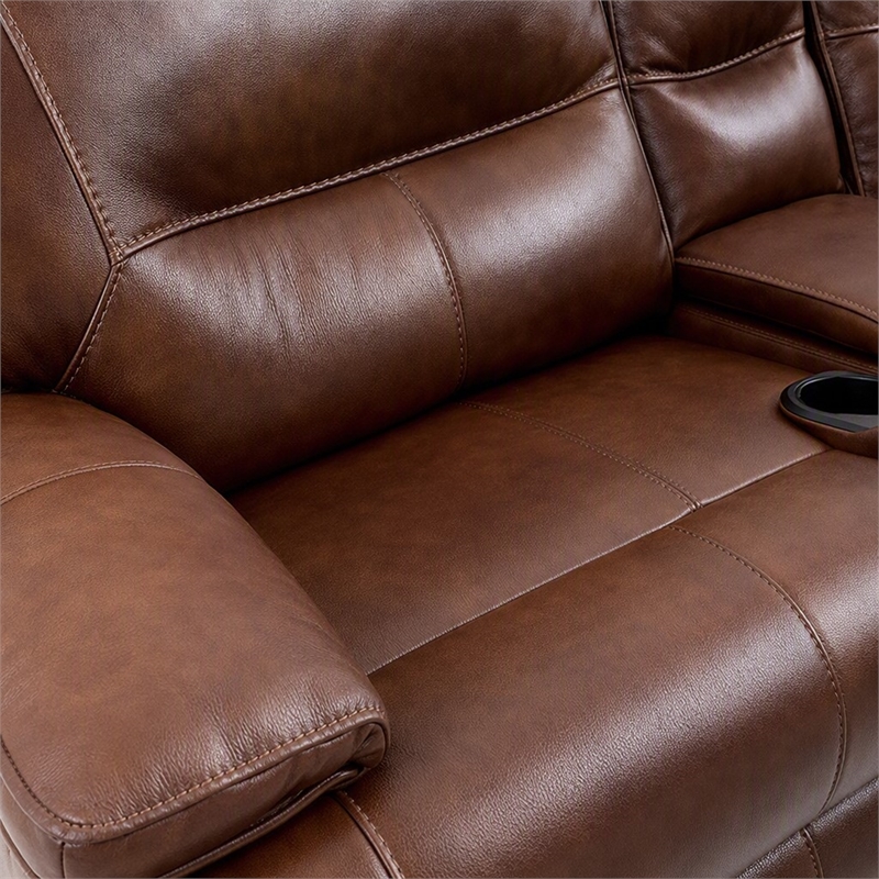 Bowery Hill Transitional Leather Reclining Sectional in Brown