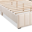 Bowery Hill Beige Full Upholstered Storage Bed with LED and USB Features