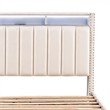Bowery Hill Beige Full Upholstered Storage Bed with LED and USB Features