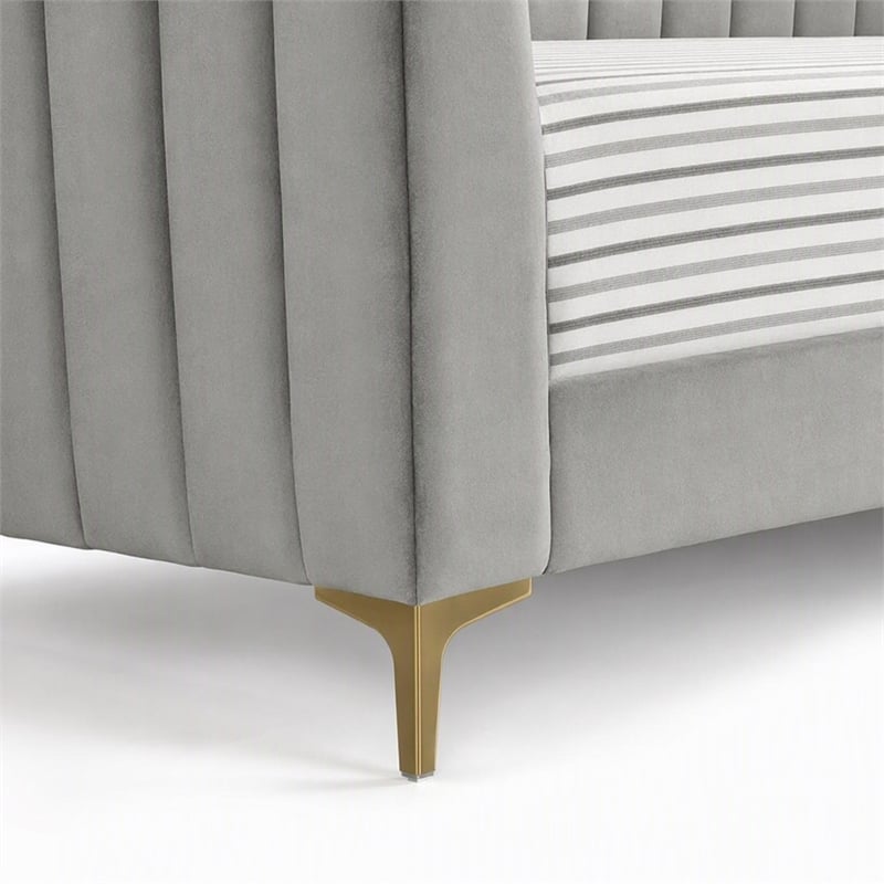 Bowery Hill Tufted Twin Daybed in Light Gray with Metal Legs
