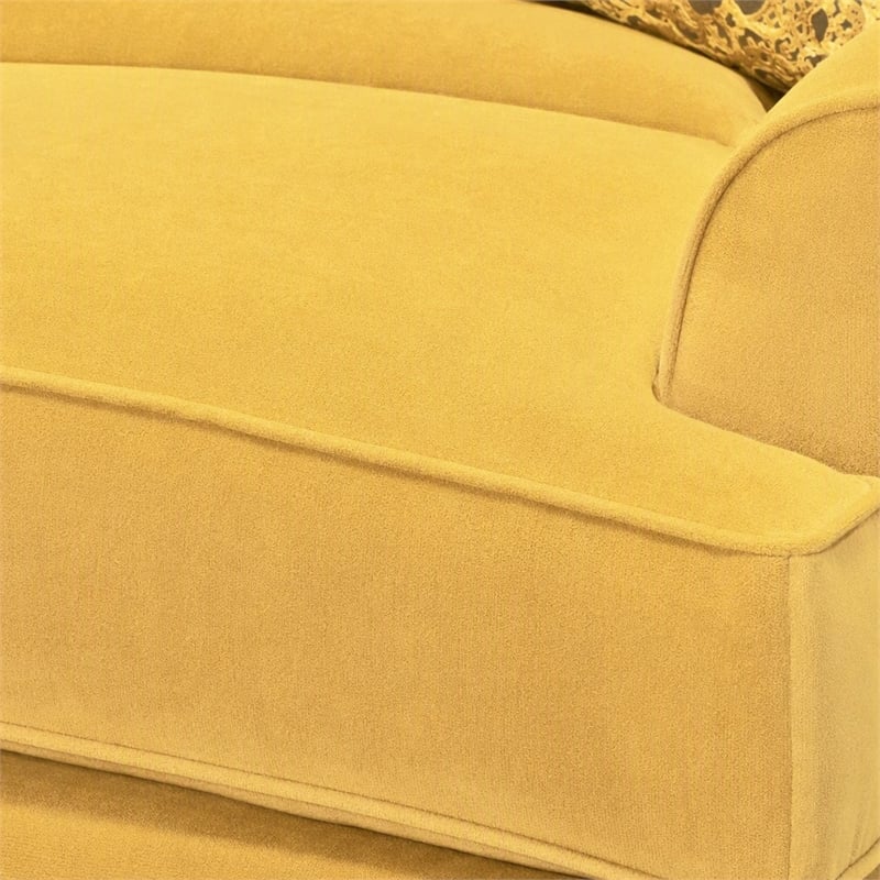 Bowery Hill Traditional Fabric Accent Chair in Gold with Nail Head Trim