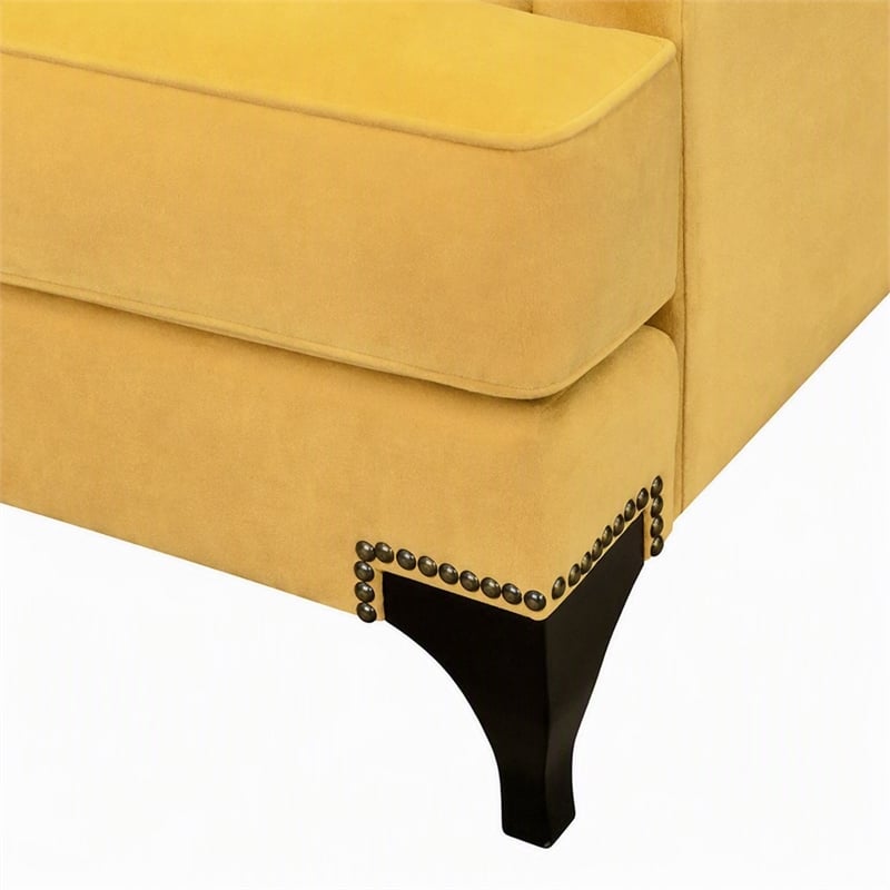 Bowery Hill Traditional Fabric Accent Chair in Gold with Nail Head Trim