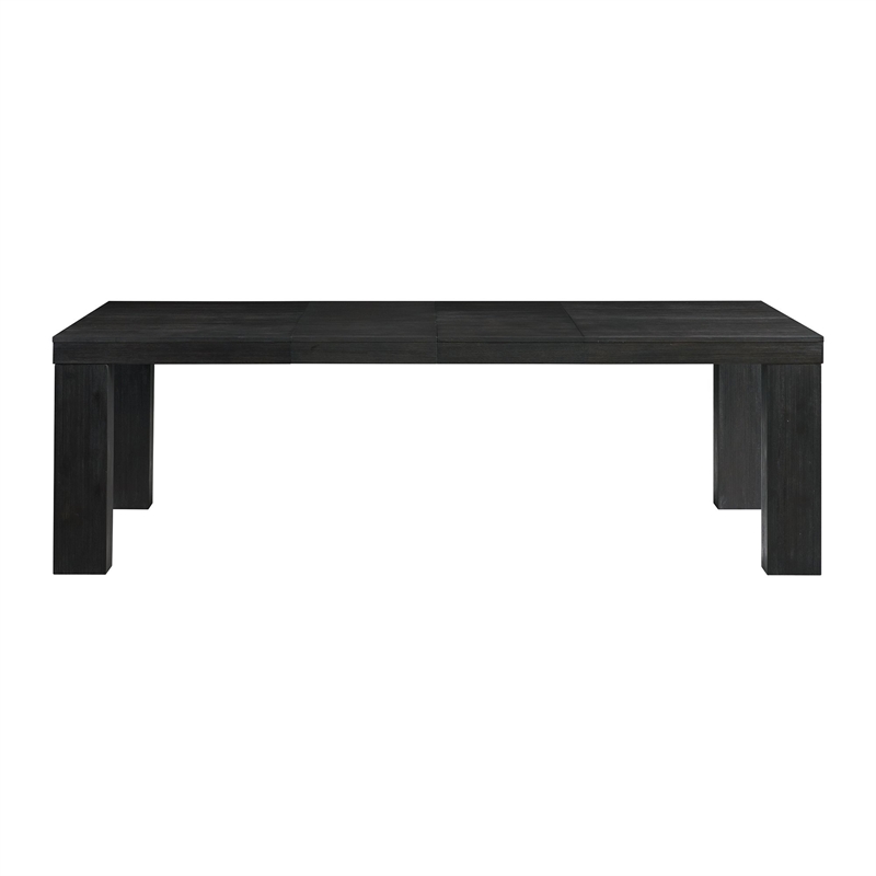 Bowery Hill Jasper Rectangle Dining Table in Black Wood with Leaves
