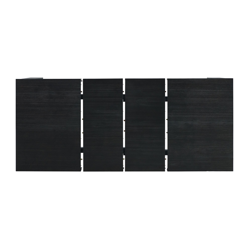 Bowery Hill Jasper Rectangle Dining Table in Black Wood with Leaves