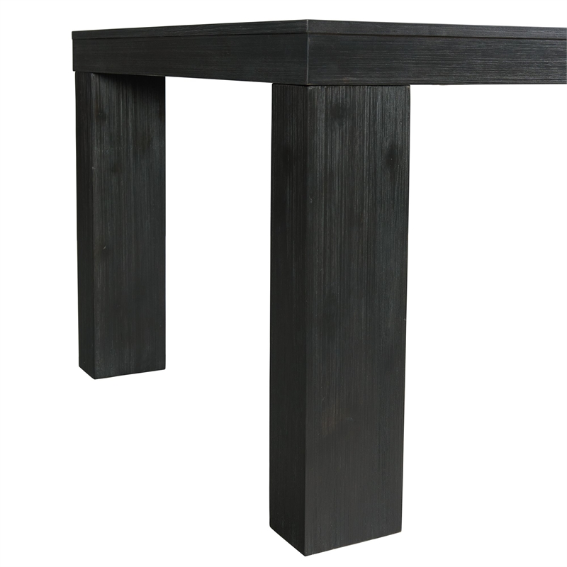 Bowery Hill Jasper Rectangle Dining Table in Black Wood with Leaves